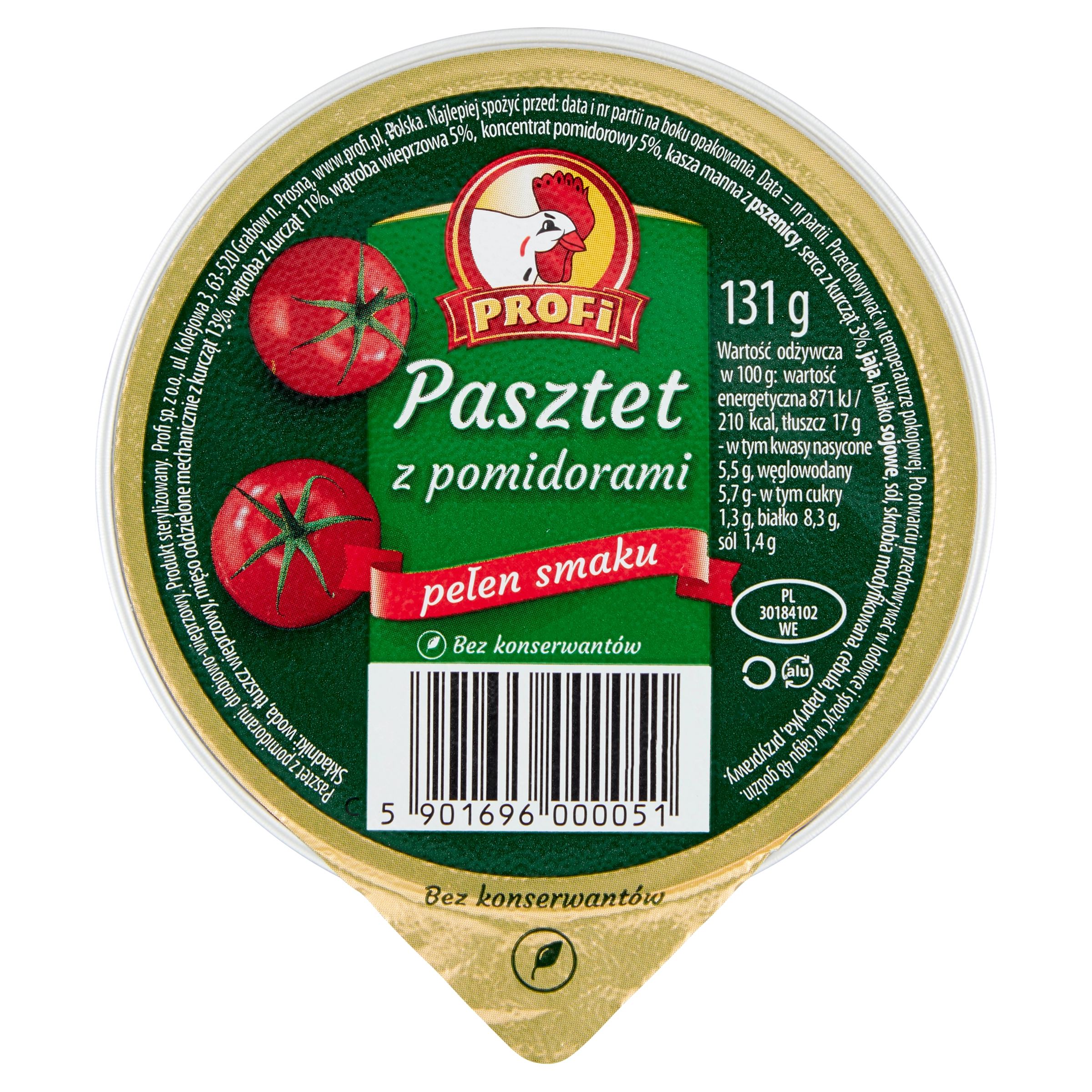PROFI Pasztet drobiowo-wieprzowy z pomidorami 131 g