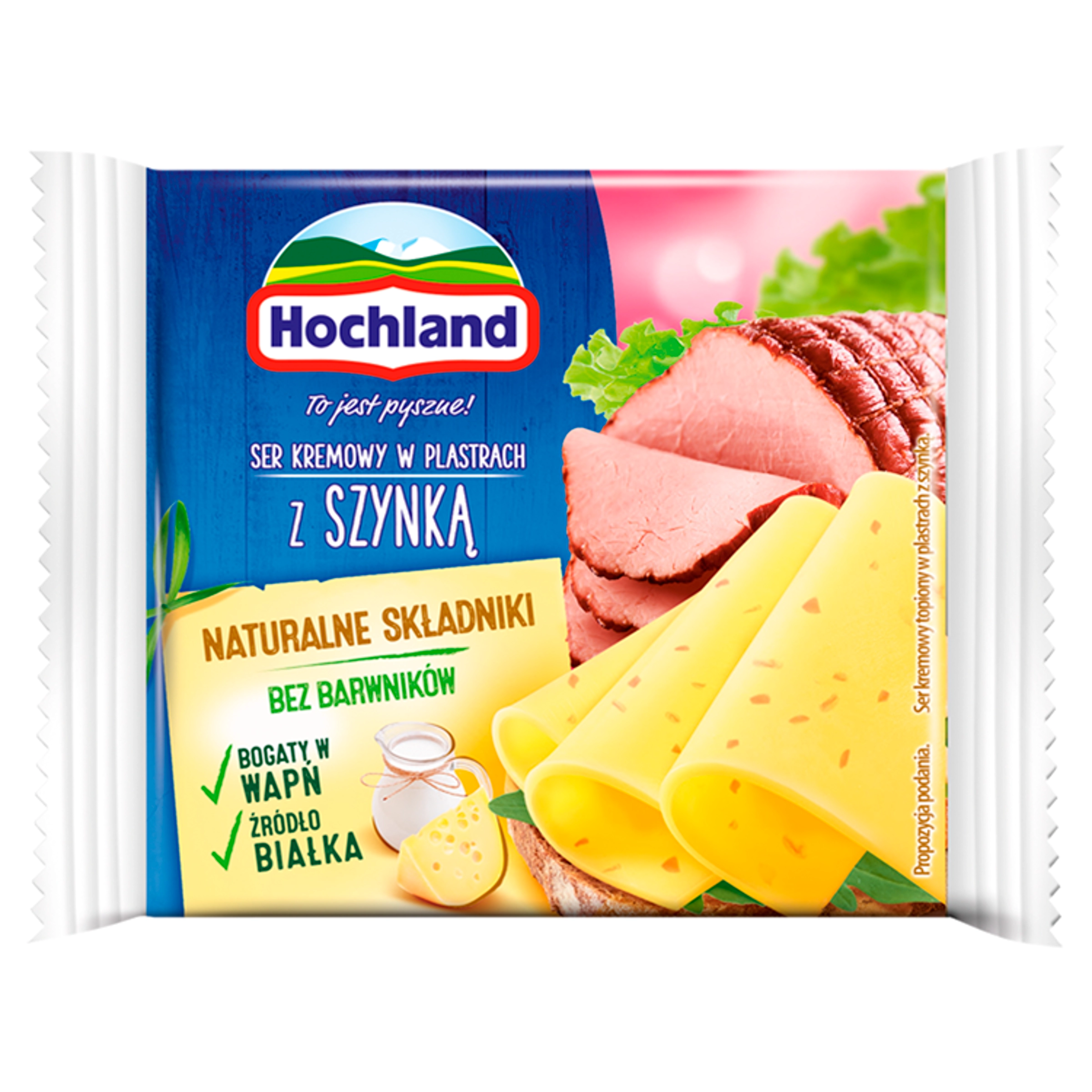 HOCHLAND Ser kremowy w plastrach z szynką 130 g