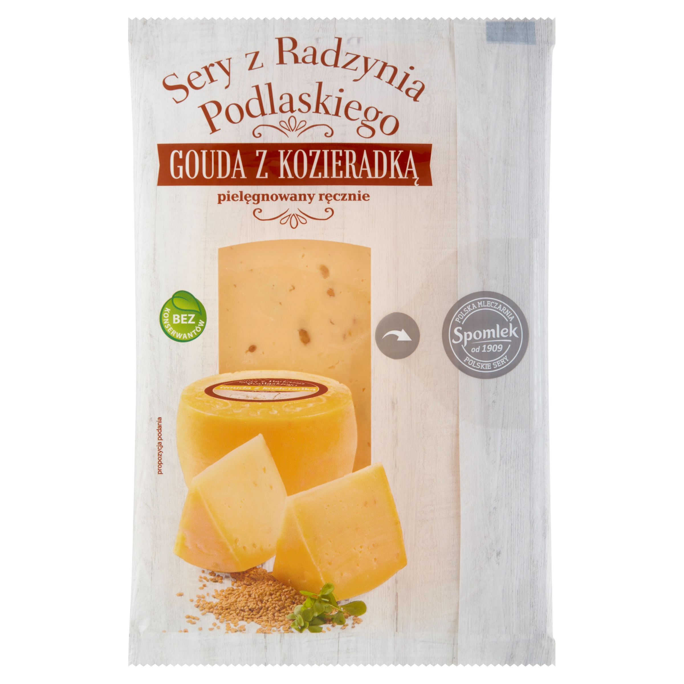 SPOMLEK Ser Gouda z kozieradką w plastrach 135 g