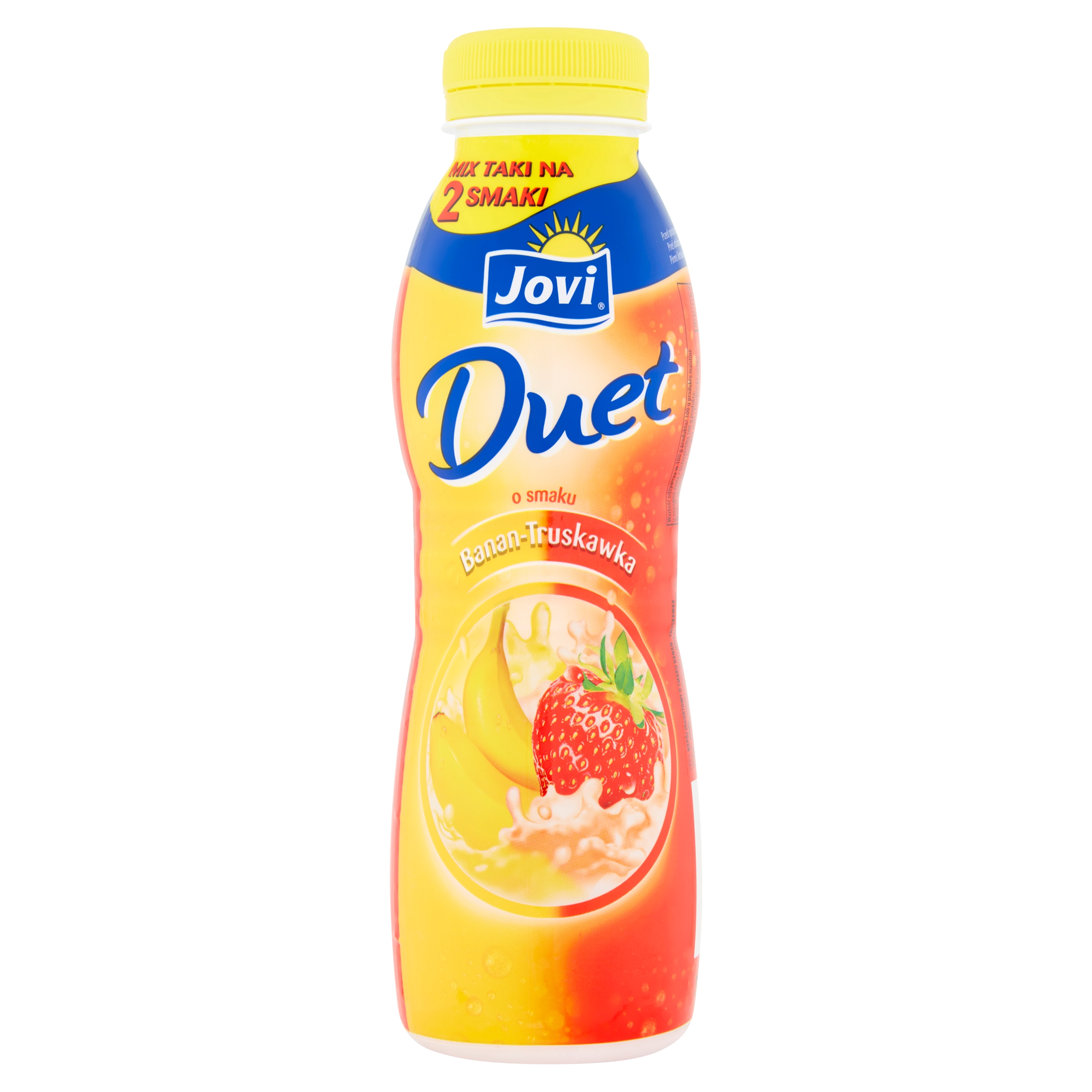 JOVI DUET Napój jogurtowy o smaku banana i truskawki 350 g