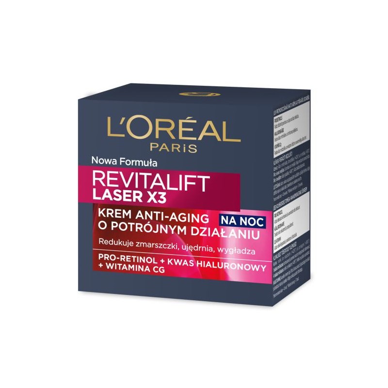 L'ORÉAL PARIS REVITALIFT LASER X3 Krem przeciw oznakom starzenia na noc Krem-Maska Anti-Age 50 ml
