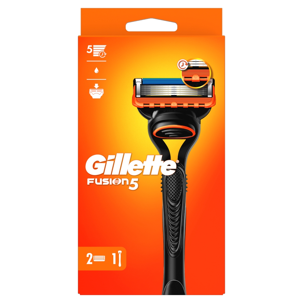 GILLETTE FUSION 5 Maszynka do golenia dla mężczyzn + 2 szt. ostrzy wymiennych
