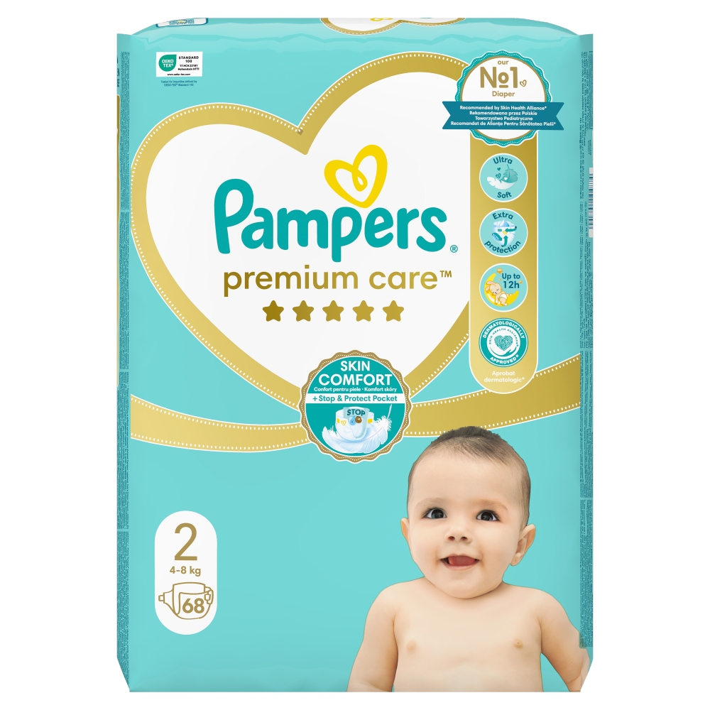 PAMPERS PREMIUM CARE Pieluszki rozmiar 2, 4-8 kg 68 szt.