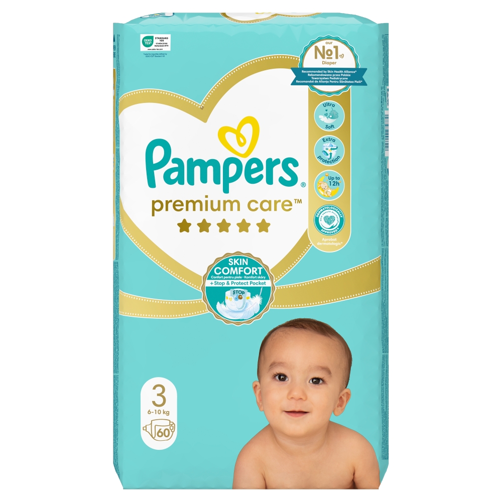 PAMPERS PREMIUM CARE Pieluszki rozmiar 3, 6-10 kg 60 szt.