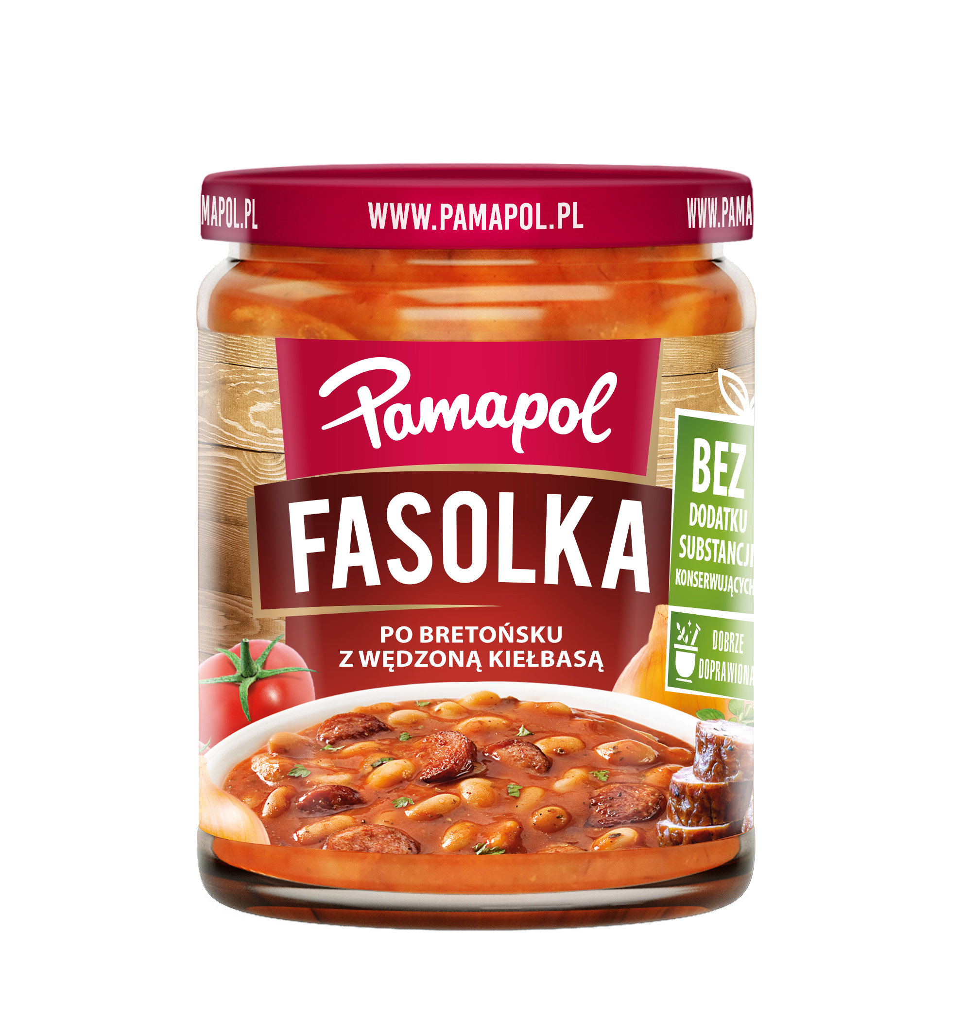 PAMAPOL Fasolka po bretońsku z wędzoną kiełbasą 500 g