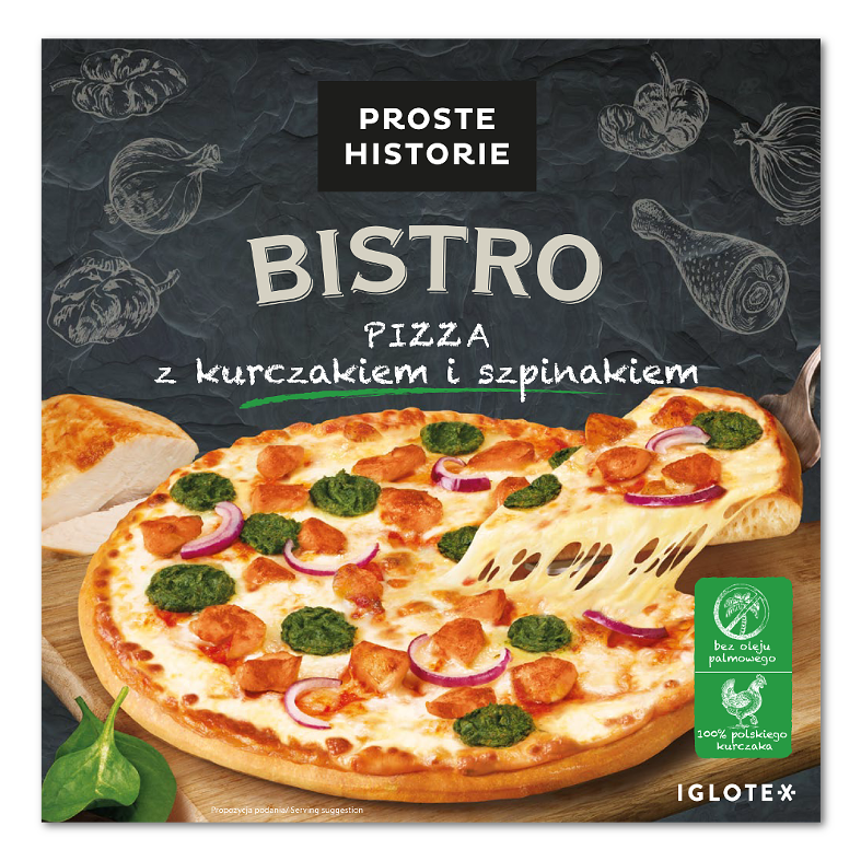 PROSTE HISTORIE BISTRO Pizza z kurczakiem i szpinakiem 435g
