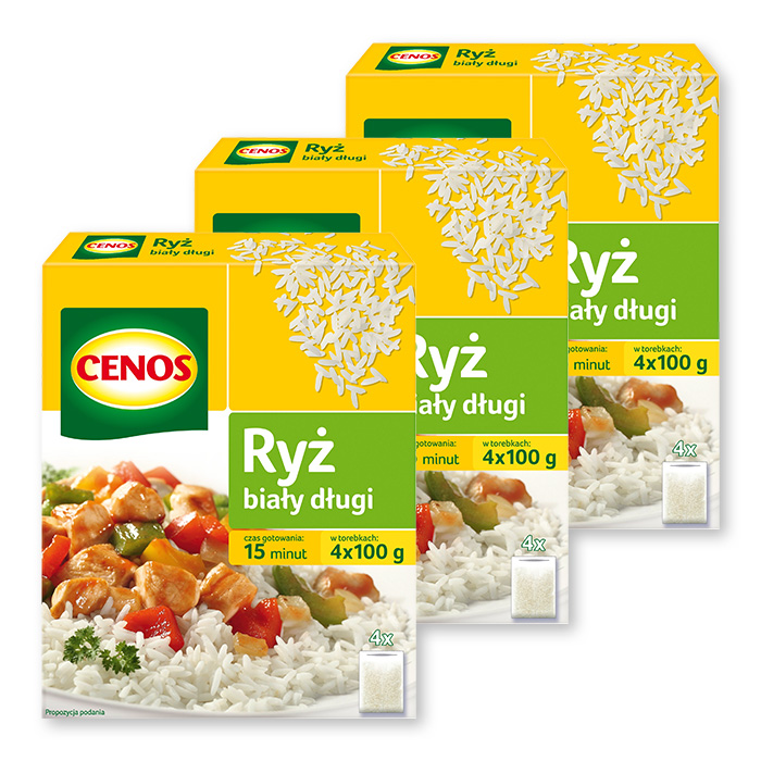 CENOS Ryż biały długi 4x100g x3