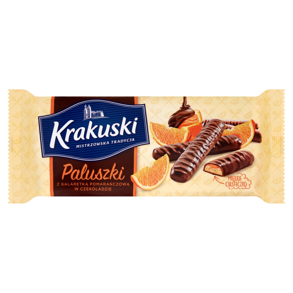 KRAKUSKI Paluszki z galaretką pomarańczową w czekoladzie 144 g