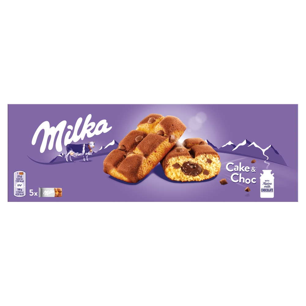 MILKA Ciastka biszkoptowe z kawałkami czekolady mlecznej Cake & Choc 175 g