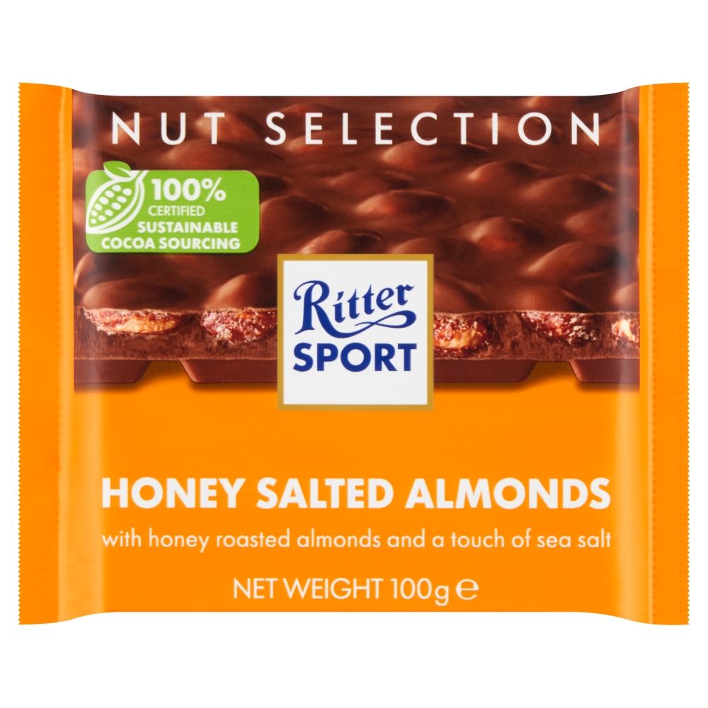 RITTER SPORT Czekolada mleczna z całymi migdałami solnymi w miodzie 100 g