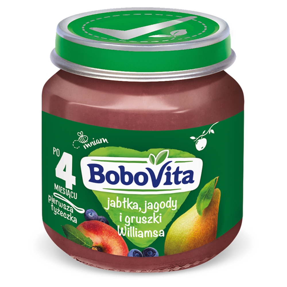 BOBOVITA Jabłka jagody i gruszki Williamsa po 4 miesiącu 125 g