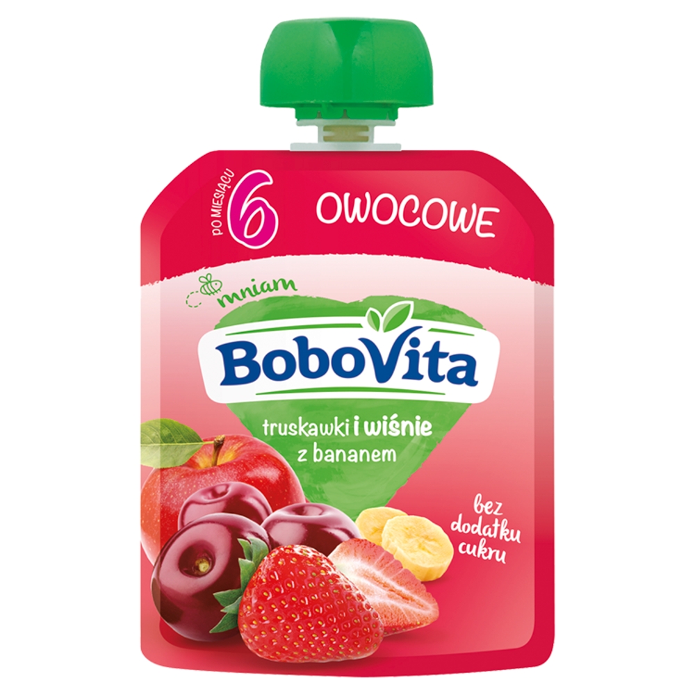 BOBOVITA Mus truskawki i wiśnie z bananem po 6. miesiącu 80 g