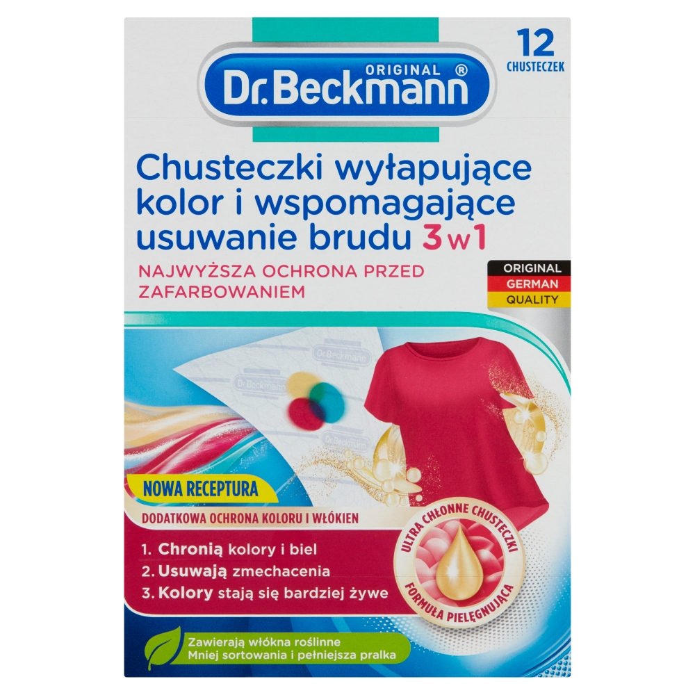 DR. BECKMANN Chusteczki wyłapujące kolor i wspomagające usuwanie brudu 12 szt.