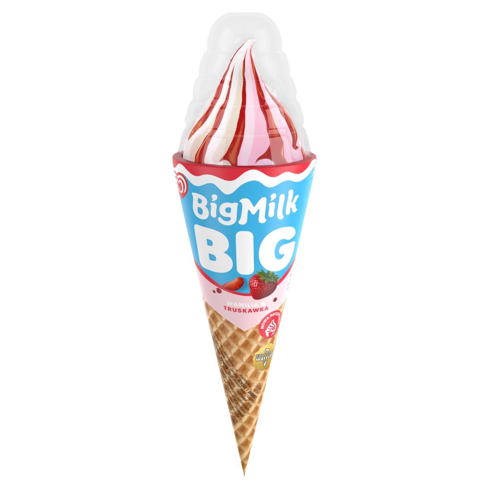 BIG MILK Rożek waniliowo-truskawkowy 140 ml