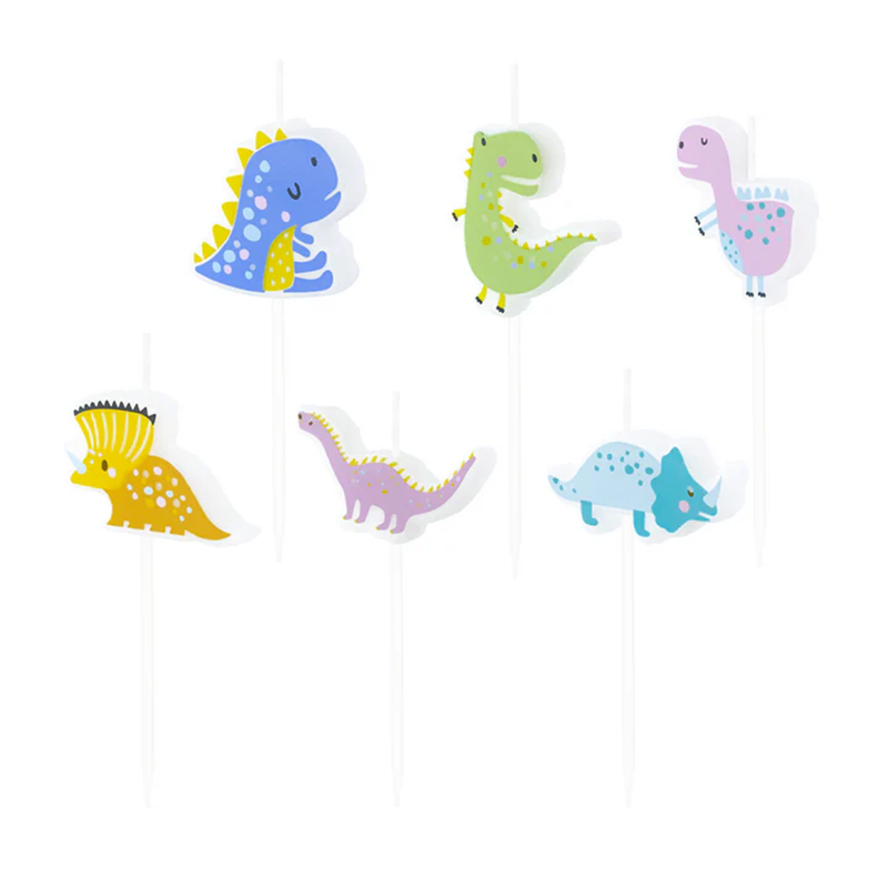 PARTYPAL Świeczki urodzinowe Dinozaury 6 szt.