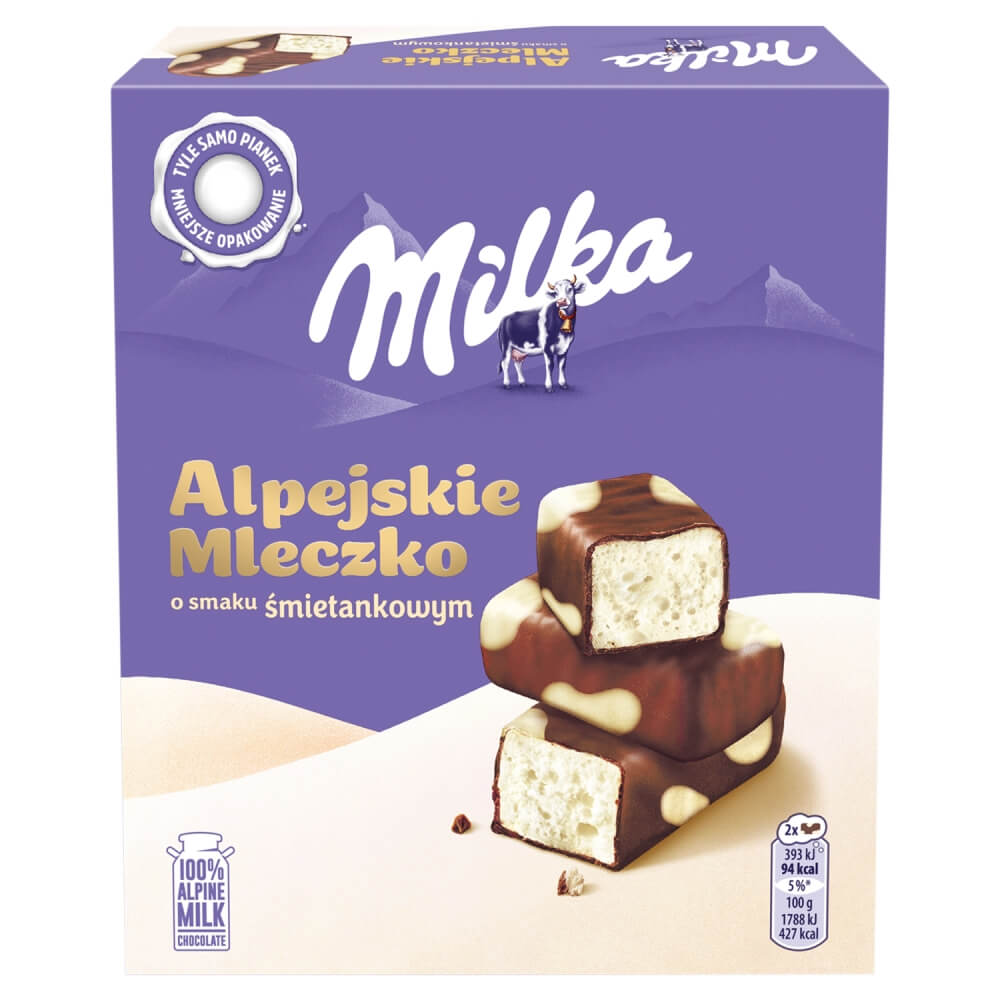 MILKA ALPEJSKIE MLECZKO Pianka o smaku śmietankowym 350 g