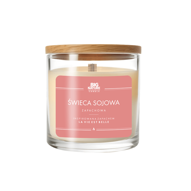 BIG NATURE Świeca sojowa o zapachu insprowanym La Vie Est Belle 155 g 1 szt.