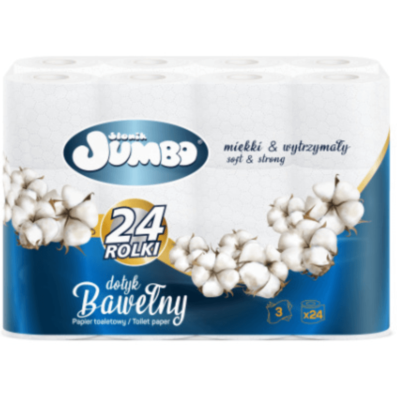 SŁONIK JUMBO Papier toaletowy bawełna 24 rolki