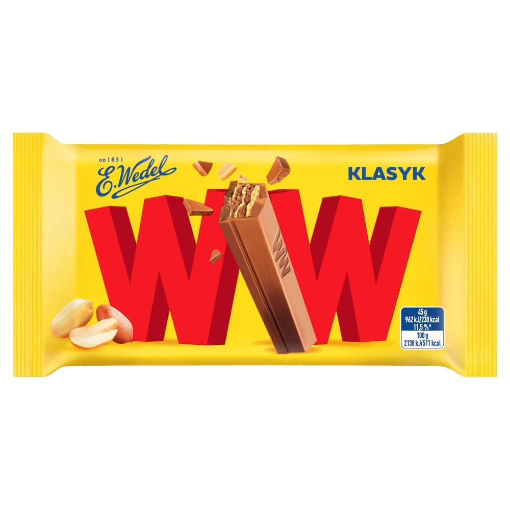 E. WEDEL WW Wafelek z mleczną czekoladą i kremem orzechowym 45 g